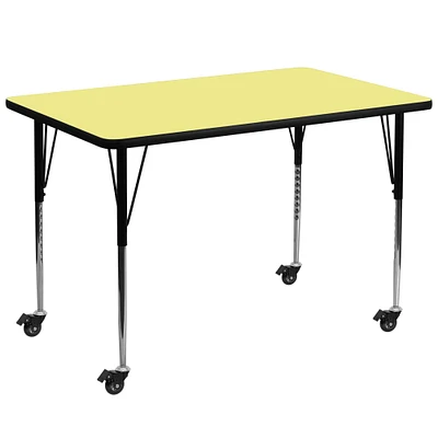 Emma and Oliver Mobile 36x72 Rectangle Laminate Adjustable Activity Table