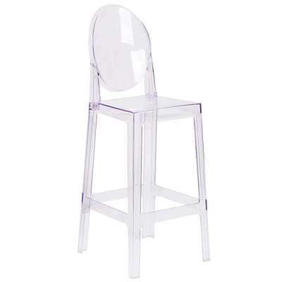 Emma and Oliver Ghost Barstool in Transparent Crystal with Oval Back