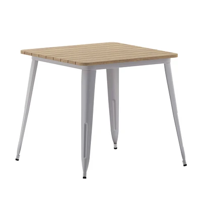 Merrick Lane Dryden Indoor/Outdoor Dining Table, 31.5" Square All Weather Poly Resin Top with Steel Base