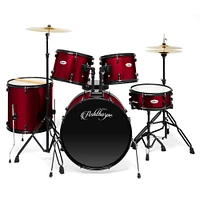 Ashthorpe 5-Piece Complete Full Size Adult Drum Set with Remo Batter Heads