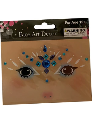 Face Art Blue And Purple Gems And Face Stick Ons Costume Accessory