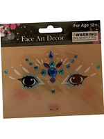 Face Art Blue And Purple Gems And Face Stick Ons Costume Accessory