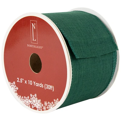 Northlight Solid Green Wired Edge Craft Christmas Ribbon 2.5 x 10 Yards