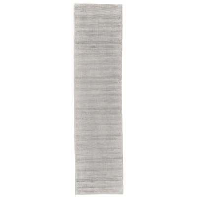 Feizy Home Collection 2.5' x 10' Gray and Silver Solid Rectangular Rug Runner