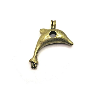 4 or 20 Pieces: Bronze Dolphin Bead Diffuser Lockets
