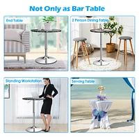 Costway 4PCS Round Bistro Bar Table Height Adjustable 360-degree Swivel White\Black