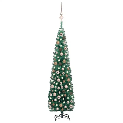 Slim Artificial Christmas Tree with LEDs and Ball