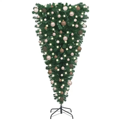 Upside down Artificial Christmas Tree with LEDs and Ball Set