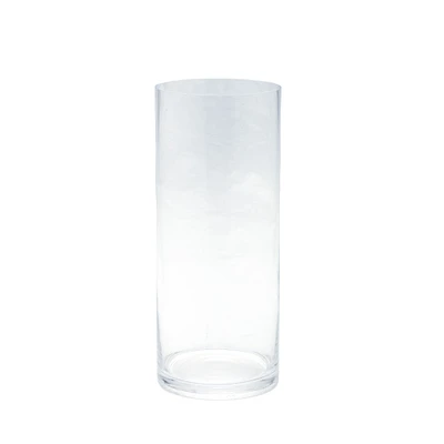CC Home Furnishings 12" Clear Cylindrical Hand Blown Glass Vase