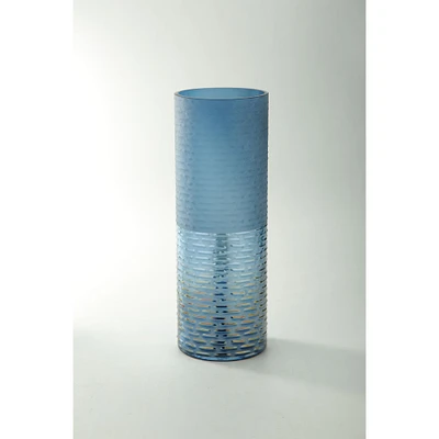 CC Home Furnishings 13.5" Cylindrical Textured Handblown Glass Vase
