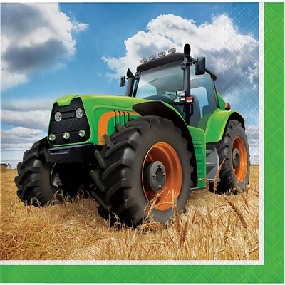 Party Central Club Pack of 192 Green and Black Tractor Premium 2-Ply Disposable Beverage Napkins 5"