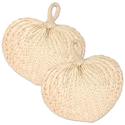 Party Central Pack of 6 Beige Raffia Fan Laua Celebrations Decors 12.5"