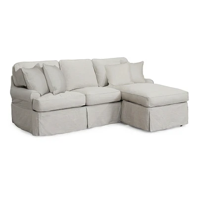 The Hamptons Collection 85" Light Gray Slipcover for T-Cushion Sectional Sofa with Chaise