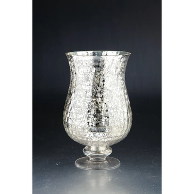 CC Home Furnishings 12" Metallic Silver Hurricane Decanter Mercury Glass Pillar Candle Holder