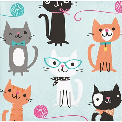 Party Central Club Pack of 192 Multicolor Cat Disposable Beverage Napkins 5"