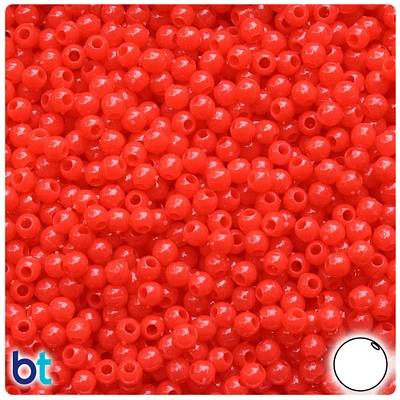 BeadTin Bright Red Opaque 4mm Round Plastic Craft Beads (1000pcs)