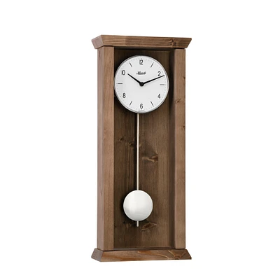 Hermle 22.5" Brown and White Rectangular Pendulum Wall Clock
