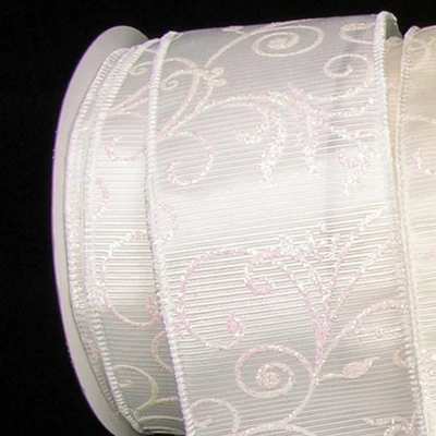 The Ribbon People White Glitter Wired Craft Ribbon 2.5" x 40 Yards