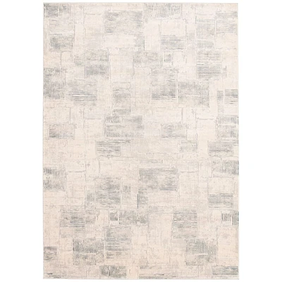 Chaudhary Living 6.5' x 9.5' Gray and Cream Abstract Geometric Rectangular Area Throw Rug