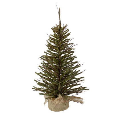 Northlight 2.5' Green and Brown Warsaw Twig Artificial Christmas Tree with Burlap Base - Unlit