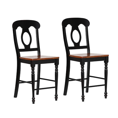 The Hamptons Collection Set of 2 Antique Black and Cherry Brown Napoleon Style Cafe Height Barstool, 43”