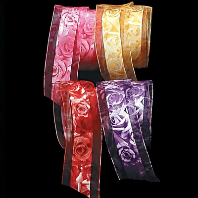 The Ribbon People Pink Rose Satin and Organza Wired Craft Ribbon 2.5" x 27 Yards