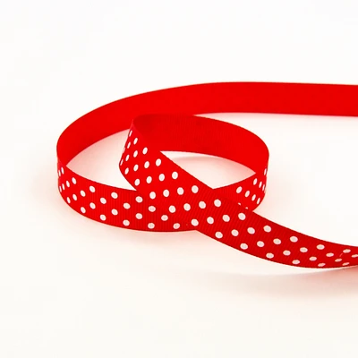 Craft Perfect Dotted Grosgrain Ribbon 16mmX5m-Red Polka Dot