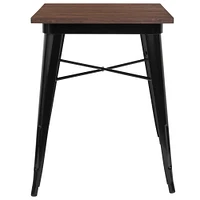 Merrick Lane Ardennes 23.5 Steel Indoor Contemporary Table With Square Rustic Wood Top