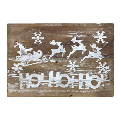 Melrose 19.5" Rustic Santa in Sleigh "Ho! Ho! Ho!" Christmas Wall Sign