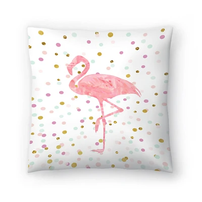 Pink Flamingo On Confetti by Peach & Gold Americanflat Decorative Pillow