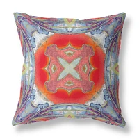 18 Blue Orange Geo Tribal Suede Throw Pillow