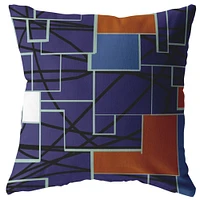 26" Navy Puzzle Piece Indoor Outdoor Throw Pillow