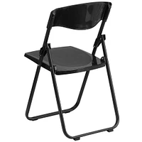 Emma and Oliver 2 Pack Commercial Event Plastic Folding Chair with Ganging Brackets