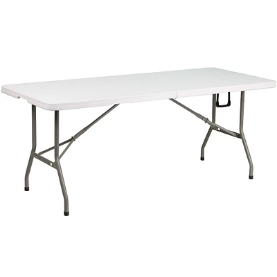 Emma and Oliver 6-Foot Bi-Fold Plastic Banquet and Event Folding Table with Handle