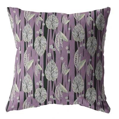 18 Lavender Black Fall Leaves Indoor Outdoor Throw Pillow