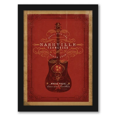 Son Red Guitar by Anderson Design Group Black Framed Print - Americanflat