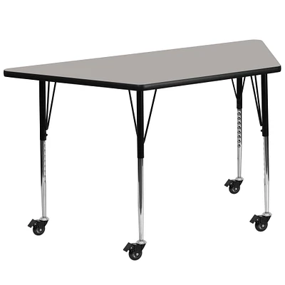 Emma and Oliver Mobile 29x57 Trapezoid HP Laminate Adjustable Activity Table