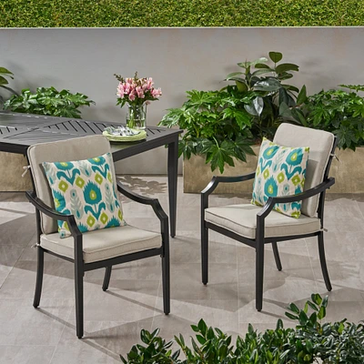 GDFStudio Belle Diego Outdoor Aluminum Dining Chairs with Cushions (Set of 2)