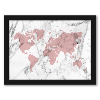 Marble World Map (Pink) by Samantha Ranlet Frame