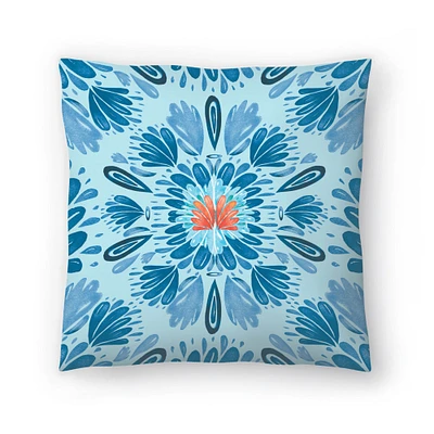 Flor Blue Folksy by Kristine Lombardi Americanflat Decorative Pillow