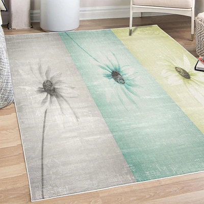 Ambesonne Abstract Decorative Rug, Daisy Flowers in Different Featured Framed Saturated Image of Artwork, Quality Carpet for Bedroom Dorm and Living Room
