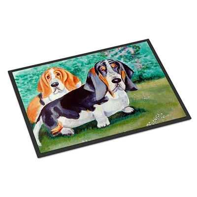 "Caroline's Treasures Basset Hound Double Trouble Indoor or Outdoor Doormat, 18"" x 27"", Multicolor"