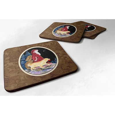 "Caroline's Treasures SS8973FC Santa Claus with Golden Retriever Foam Coasters Set of 4 (Set of 4), 3.5"" H x 3.5"" W, Multicolor"