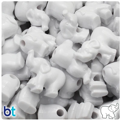 BeadTin Opaque 25mm Elephant Plastic Pony Beads (24pcs