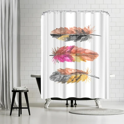 Watercolor Boho Feather Trio 1 by Jetty Printables Shower Curtain 71" x 74"