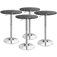 Costway 4PCS Round Bistro Bar Table Height Adjustable 360-degree Swivel White\Black