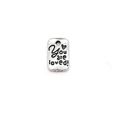 4, 20 or 50 Pieces: Tiny Silver You Are Loved Affirmation Charms