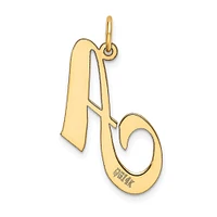 14K Yellow Gold Large Fancy Script Initial A Charm Jewerly 22mm x 25mm