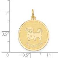 14K Yellow Gold Shih Tzu Disc Charm Dog Jewelry Pendant 26mm x 20mm