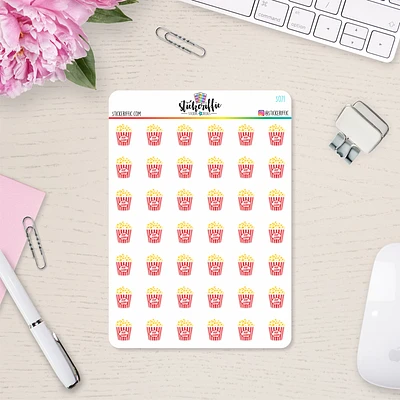 Popcorn Movie Night Vinyl Planner Stickers - S071